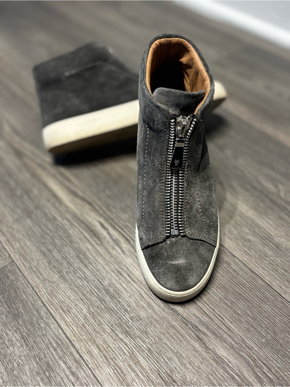 Frye Women’s High-Top Suede Zip Boot- Gray